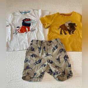 Bundle of Two Gymboree Shirts and One Old Navy Dinosaur Shorts, 18-24 Months, 2T